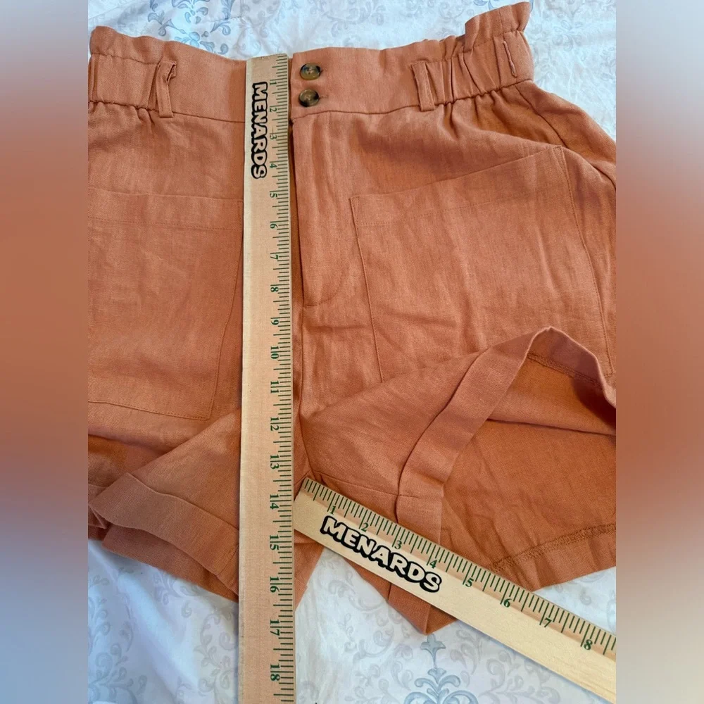 Crosby The Waist paper bag linen blend shorts orange fall color‎ women size 4